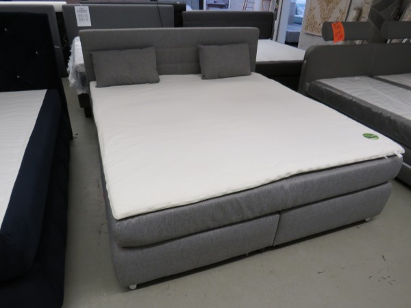 Bett Boxspringbett Grau 180x200 Cm Mit Matratzen Und