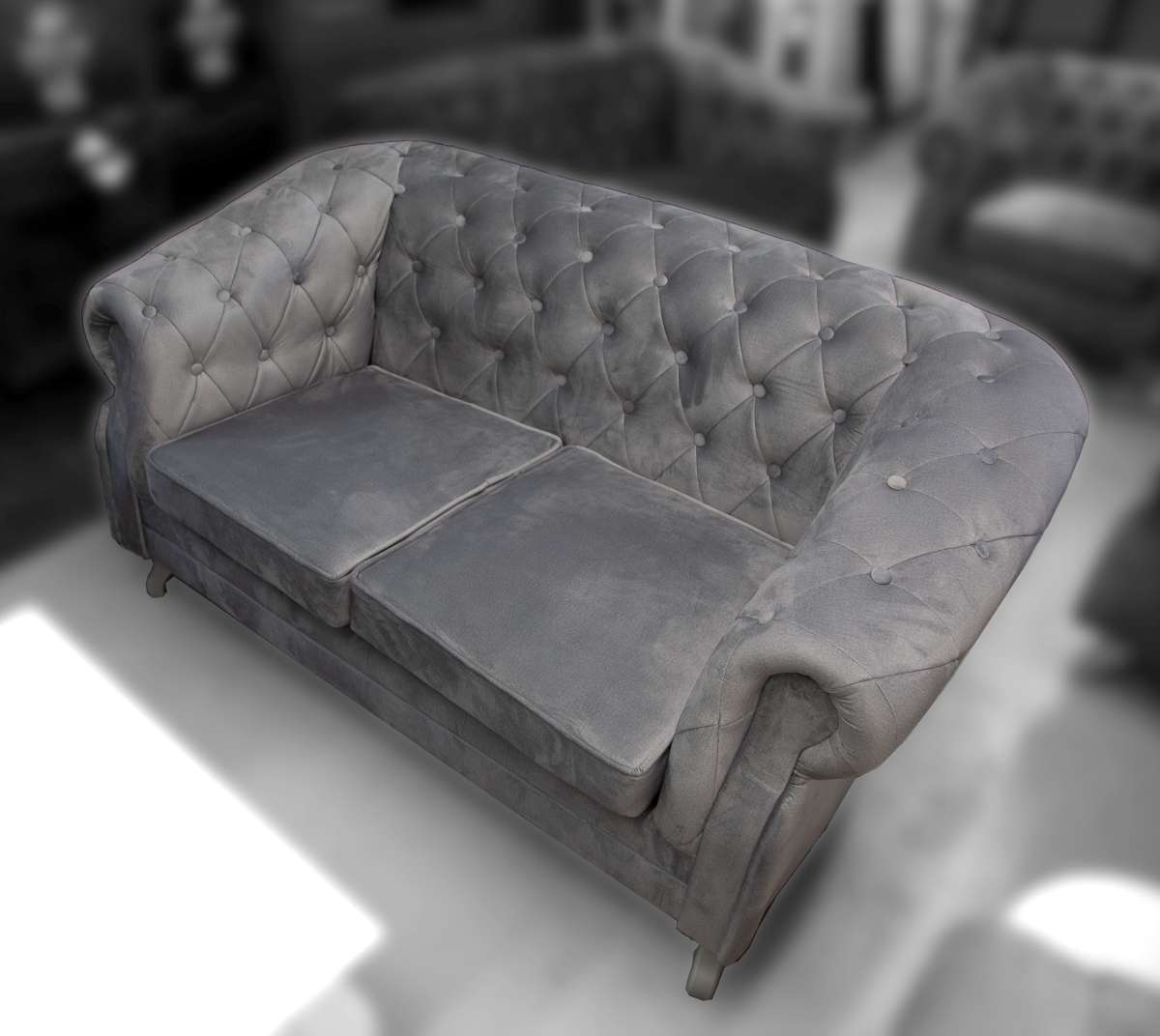 3+2+1 Chesterfield Garnitur Sofa Couch grau Sofa & Couch