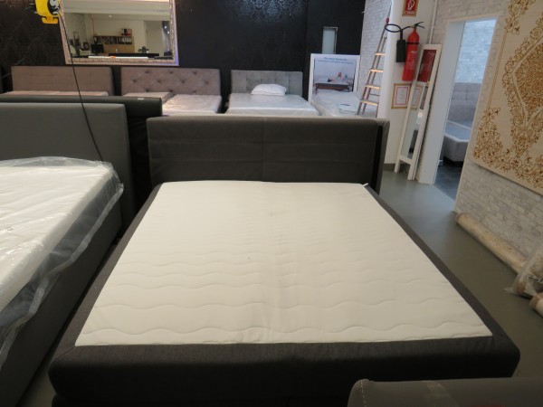 Bett Boxspringbett Grau 180x200 Cm Mit Matratzen Und